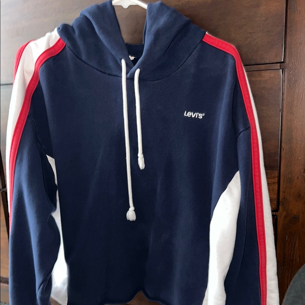 Levi's Blue and White Color-Blocked Sweater